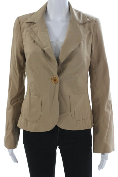 Trina Turk Womens Blazer Beige Buttoned Long Sleeve Size 2