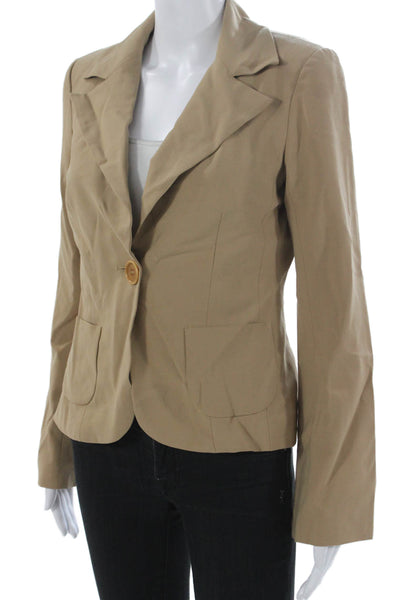 Trina Turk Womens Blazer Beige Buttoned Long Sleeve Size 2