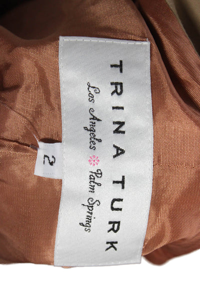 Trina Turk Womens Blazer Beige Buttoned Long Sleeve Size 2