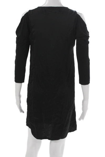 See by Chloe Women Shift Dress Black Vneck 3/4 Sleeve Pullover Polyester Size 2