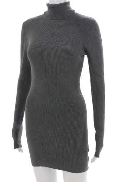 525 America Women Gray Turtleneck Long Sleeve Sweater Dress Size M