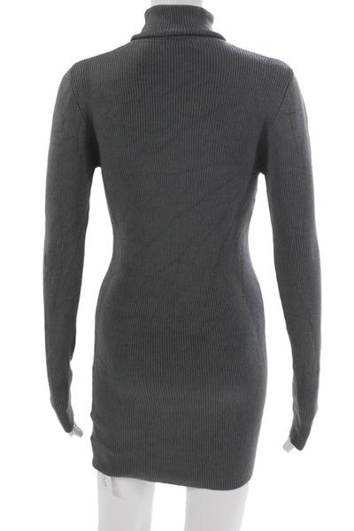 525 America Women Gray Turtleneck Long Sleeve Sweater Dress Size M