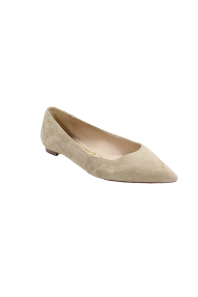 Sam Edelman Women's Pointed Toe Suede Slip-On Ballet Flats Shoes Beige Size 9