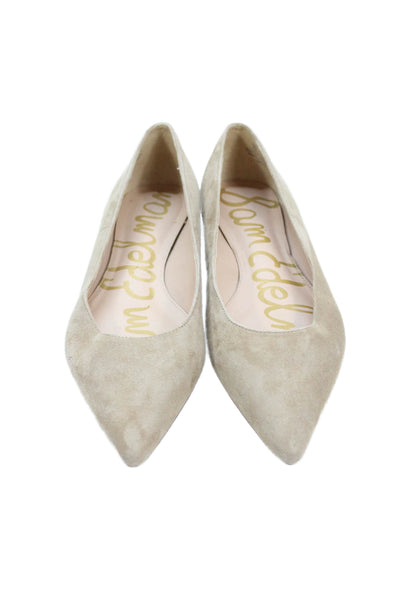 Sam Edelman Women's Pointed Toe Suede Slip-On Ballet Flats Shoes Beige Size 9