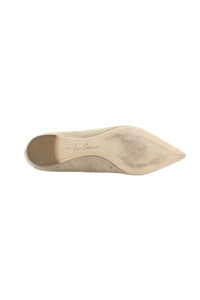 Sam Edelman Women's Pointed Toe Suede Slip-On Ballet Flats Shoes Beige Size 9