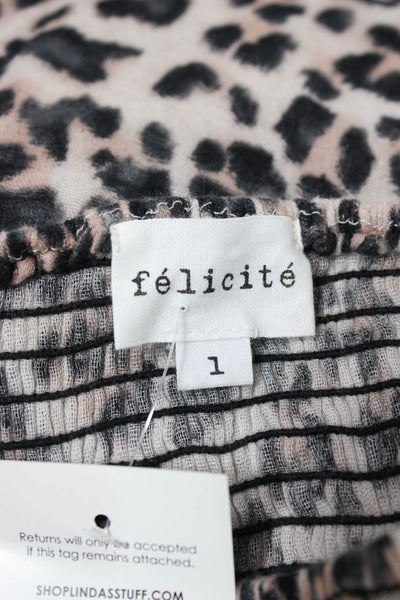 Felicite Womens Maxi Skirt Beige Animal Print 100% Cotton Long Pull On Size 1