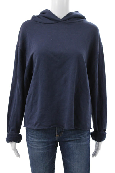 Perfect White Tee Womens Pullover Hoodie Blue Cotton Long Sleeve Size M