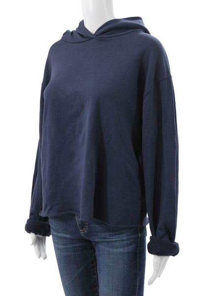 Perfect White Tee Womens Pullover Hoodie Blue Cotton Long Sleeve Size M