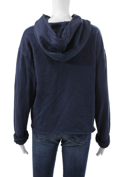 Perfect White Tee Womens Pullover Hoodie Blue Cotton Long Sleeve Size M