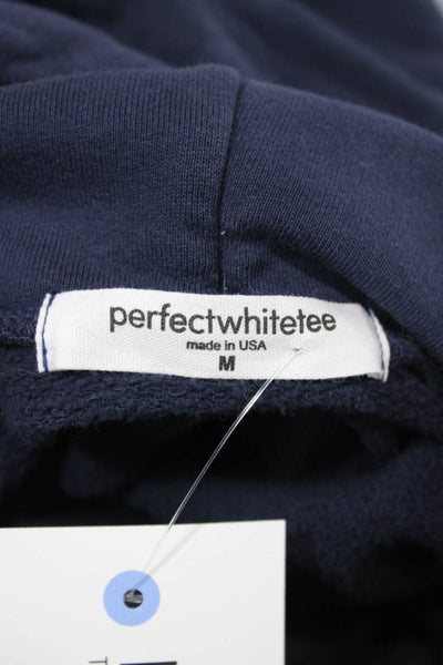 Perfect White Tee Womens Pullover Hoodie Blue Cotton Long Sleeve Size M