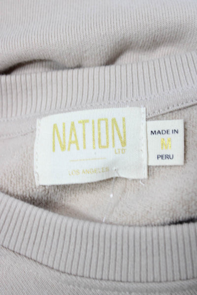 Nation LTD Women Pullover Beige 100% Cotton Crew Neck Long Sleeve Size M