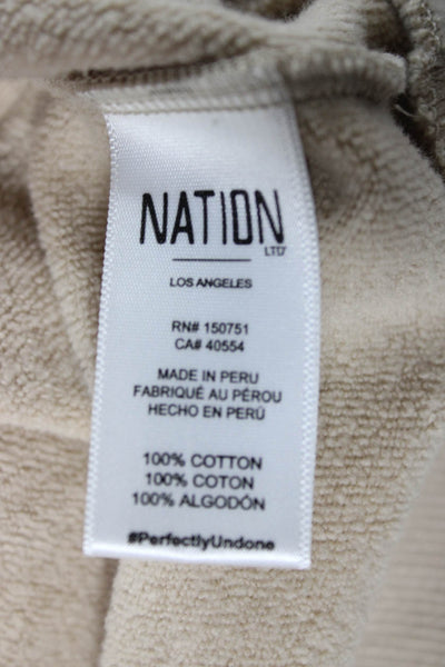 Nation LTD Women Pullover Beige 100% Cotton Crew Neck Long Sleeve Size M