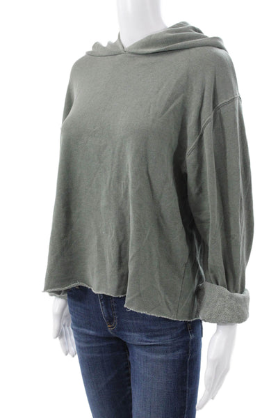 Perfect White Tee Womens Pullover Hoodie Green 100% Cotton Long Sleeve Size M