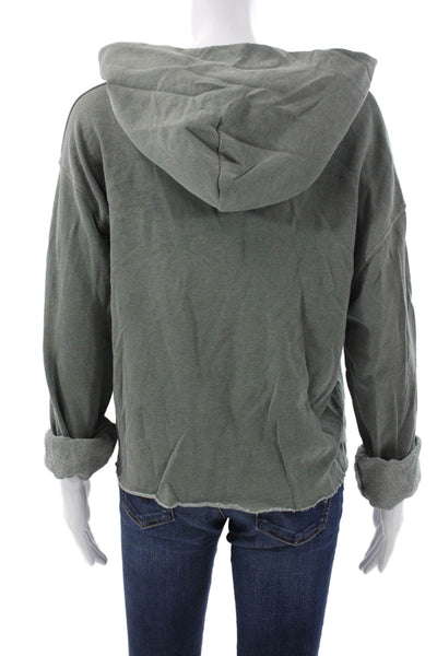 Perfect White Tee Womens Pullover Hoodie Green 100% Cotton Long Sleeve Size M