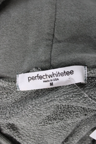 Perfect White Tee Womens Pullover Hoodie Green 100% Cotton Long Sleeve Size M