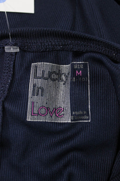 Lucky In Love Womens Blue Basic Sleeveless Tank Round Neck Pullover Size M