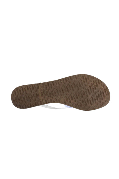 TKEES Womens Metallic Classic Thong Flip Flops Silver Size 10