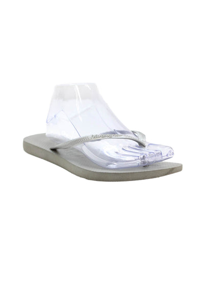 Havaianas Womens Metallic Classic Flip Flops Silver Size 11