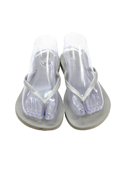 Havaianas Womens Metallic Classic Flip Flops Silver Size 11