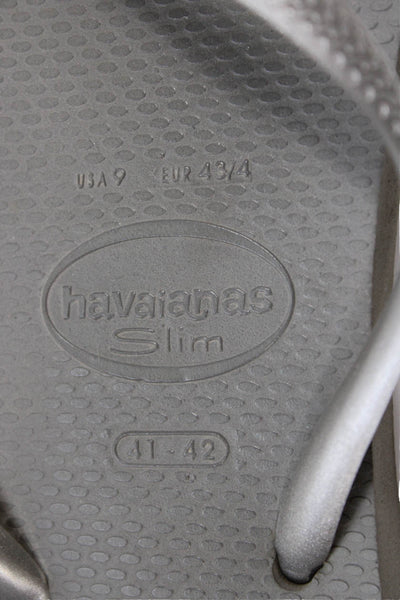 Havaianas Womens Metallic Classic Flip Flops Silver Size 11