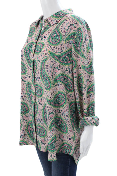 Boden Womens Silk Paisley Tunic Blouse Long Sleeve Collared Multi Plus Size M