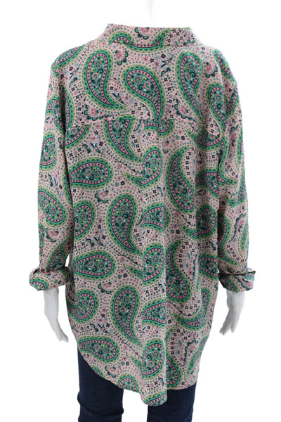 Boden Womens Silk Paisley Tunic Blouse Long Sleeve Collared Multi Plus Size M