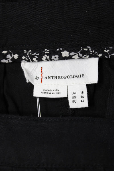 Anthropologie Women Cropped Black Lyocell Pants Size 14