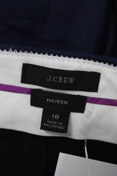J Crew Womens Blue Linen Cropped Pants Zip Closure Plus Size 18