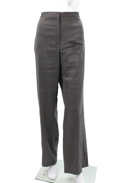 Elie Tahari Women Dress Pants Gray Linen Zip Size 16