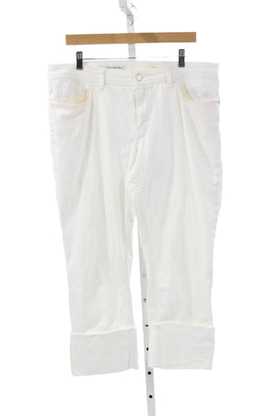 Pilcro Anthropologie Women White Cropped Jeans Cotton Blend Button Size 32