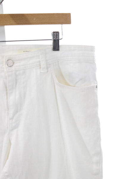 Pilcro Anthropologie Women White Cropped Jeans Cotton Blend Button Size 32