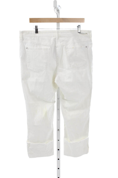 Pilcro Anthropologie Women White Cropped Jeans Cotton Blend Button Size 32
