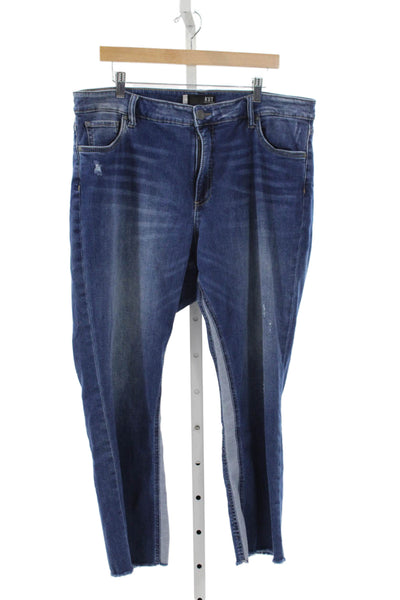 KUT from the Kloth Women Ankle Mid-Rise Blue Cotton Blend Jeans Size 16