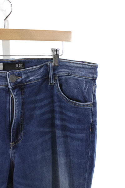 KUT from the Kloth Women Ankle Mid-Rise Blue Cotton Blend Jeans Size 16