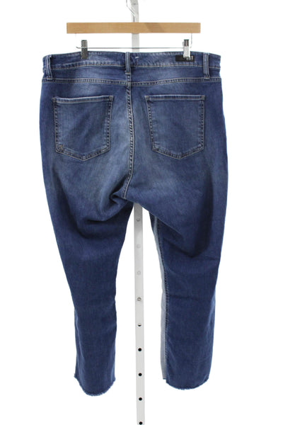 KUT from the Kloth Women Ankle Mid-Rise Blue Cotton Blend Jeans Size 16