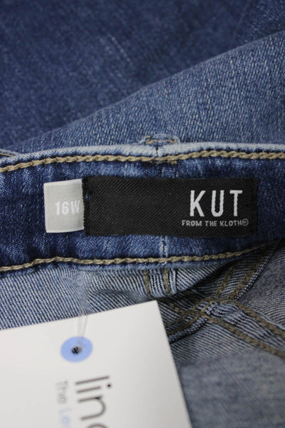 KUT from the Kloth Women Ankle Mid-Rise Blue Cotton Blend Jeans Size 16