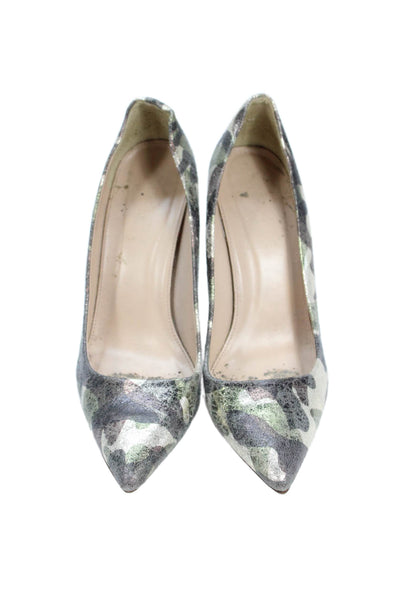 J Crew Womens Camouflage Print Pointed Toe Pumps Green Gold Size 7.5