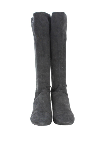 Boden Womens Suede Pull On Knee High Boots Black Size 38 8