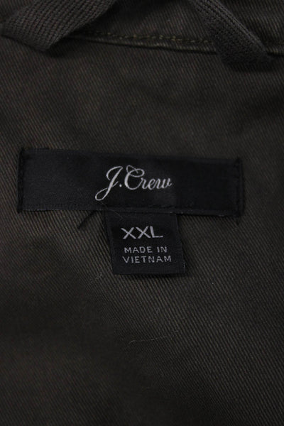 J Crew Women Military Jacket Green Cotton Button Long Sleeve Size 2XL