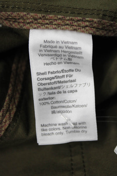 J Crew Women Military Jacket Green Cotton Button Long Sleeve Size 2XL