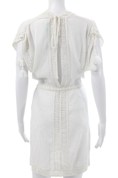 Melissa Odabash Womens White Cotton V Neck Short Sleeve Dress Cover Up Size M
