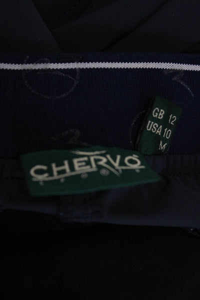 Chervo Women Ankle Pants Blue Polyester Button Closure Size 46