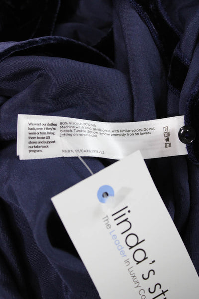 Eileen Fisher Womens Shift Dress Blue Long Sleeve Round Neck Button Size S