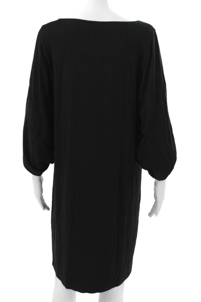 Eileen Fisher Womens T-Shirt Dress Black Tencel Lyocell 3/4 Sleeve Size S
