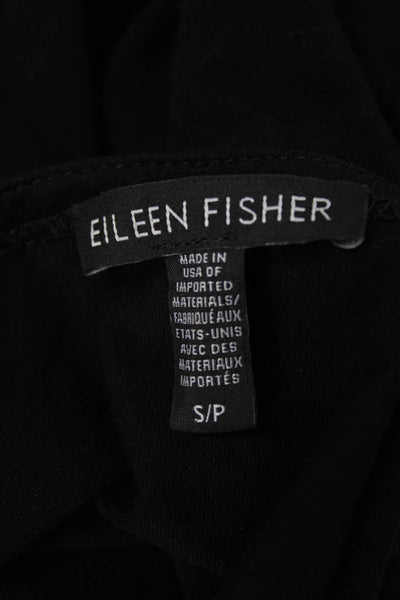 Eileen Fisher Womens T-Shirt Dress Black Tencel Lyocell 3/4 Sleeve Size S