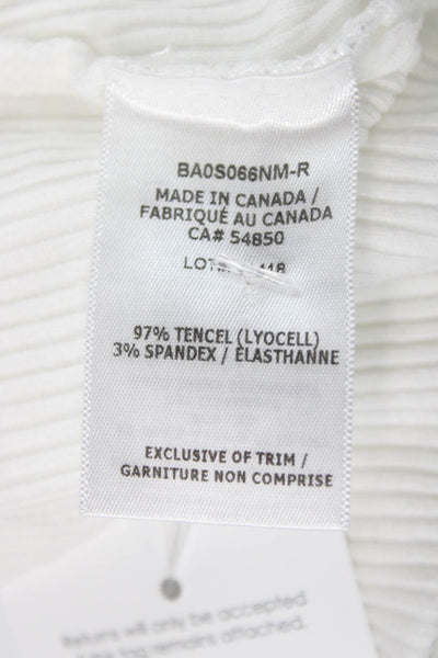 Wesley Women White Tencel Cropped Tank High Neck Sleeveless Size S