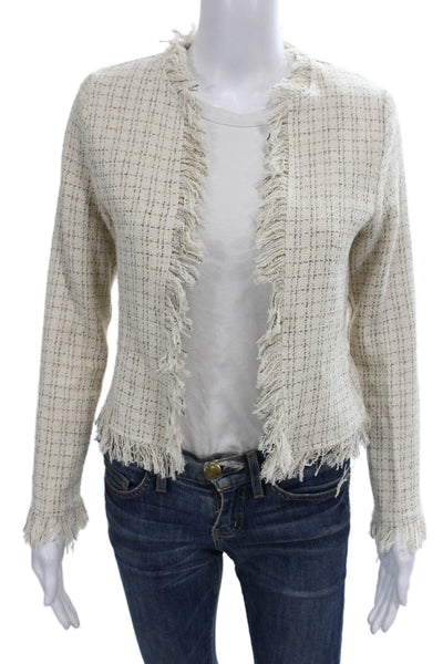 Sen Women Blazer Ivory Checked Polyester Long Sleeve Size XS