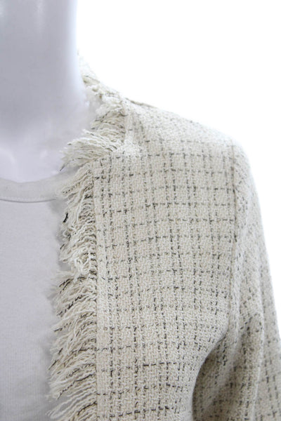 Sen Women Blazer Ivory Checked Polyester Long Sleeve Size XS