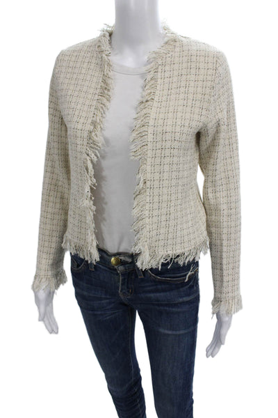 Sen Women Blazer Ivory Checked Polyester Long Sleeve Size XS