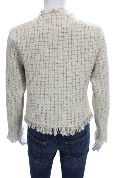 Sen Women Blazer Ivory Checked Polyester Long Sleeve Size XS